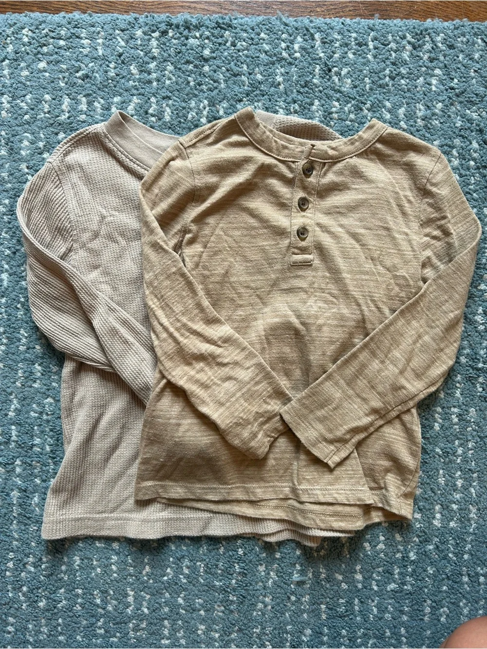 Old Navy Kids Long-Sleeve Henley Duo - Tan and Light Cream
